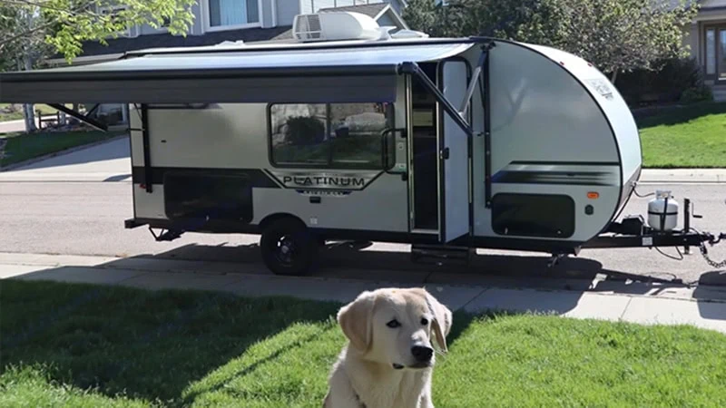 trailer and dog