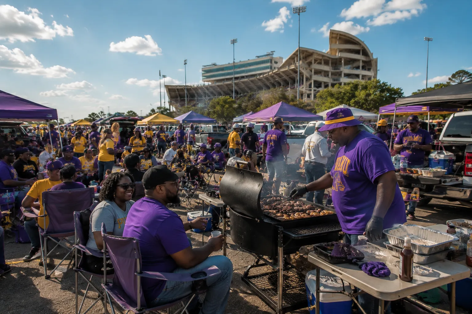 RV camping at Prairie View A&M tailgating