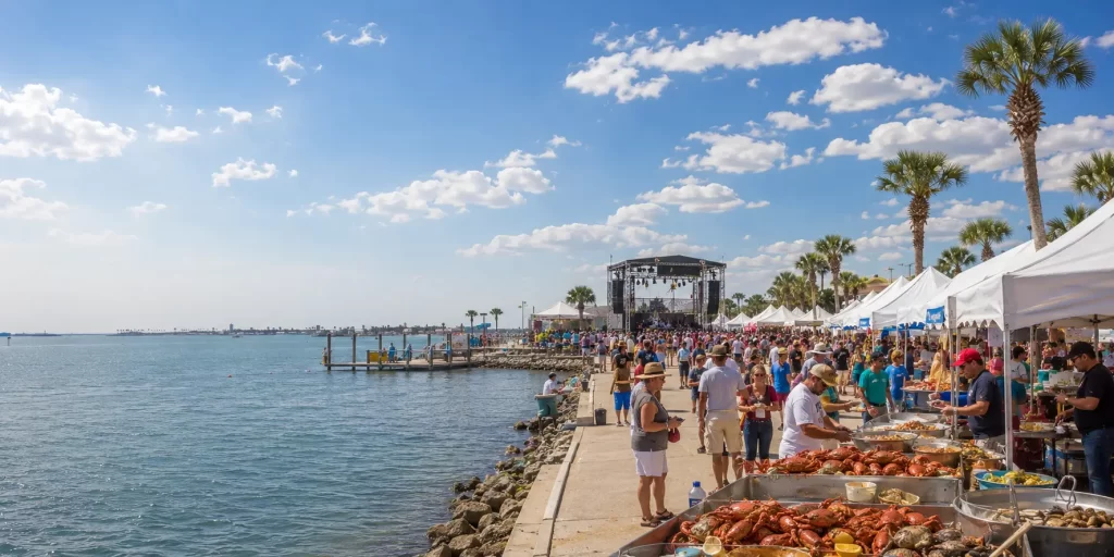Texas Crab Festival food and crowd