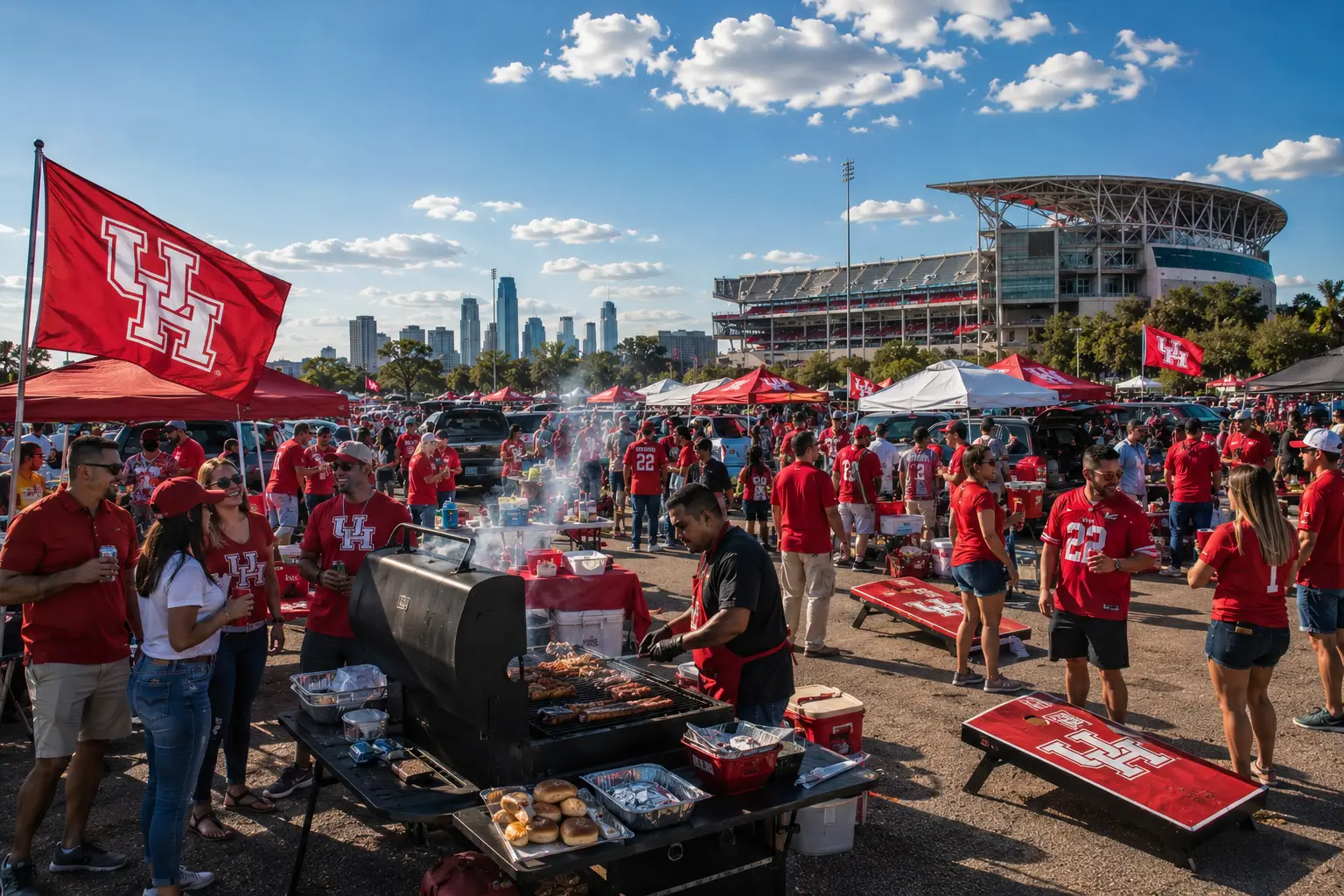 RV camping at University of Houston football tailgating