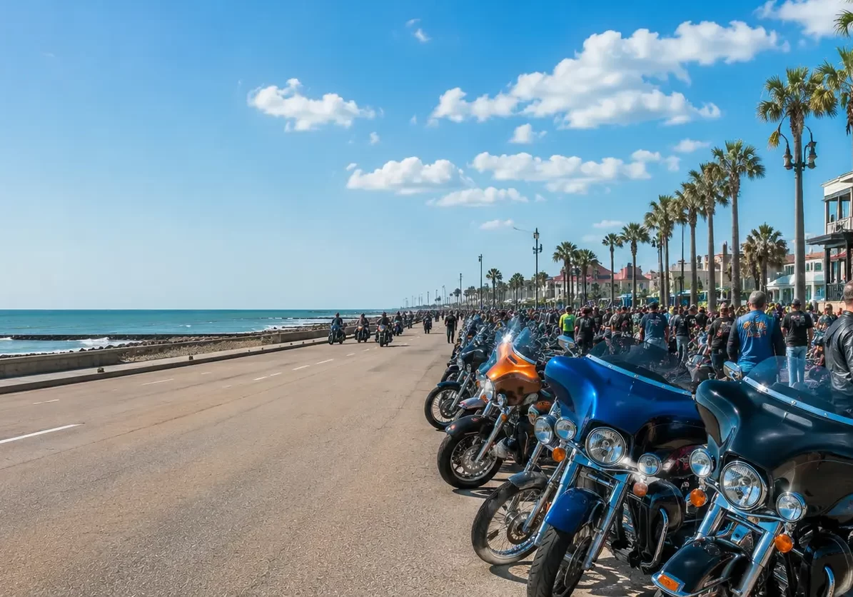 Lone Star Rally motorcycles in Galveston