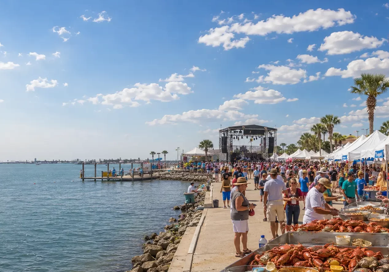 Texas Crab Festival food and crowd